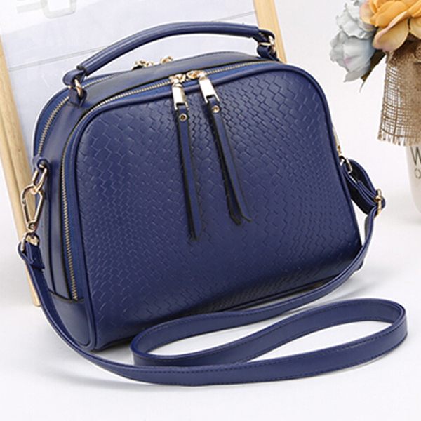 Синяя сумка-портфель на длинном ремне