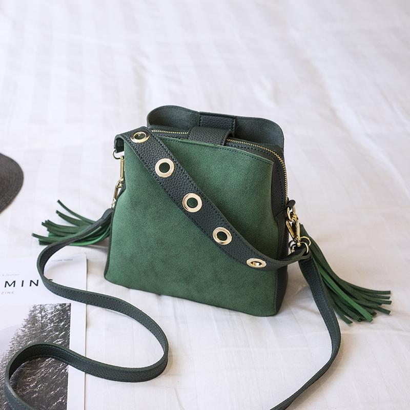 faux suede leather design crossbody bag with
