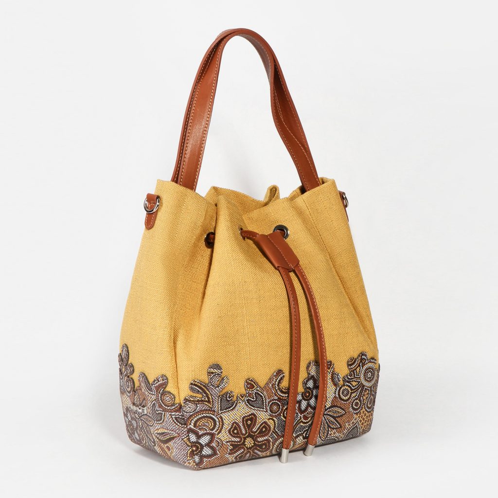 Текстильная сумка-торба с отделкой из кожи