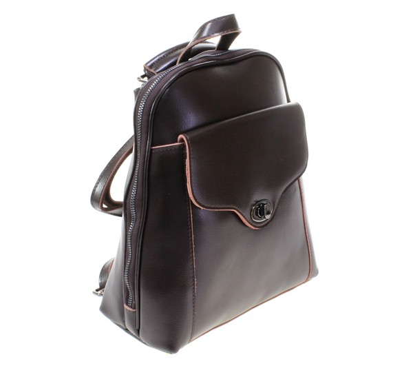 Стильная женская сумка-рюкзак Lofrein-Monse из натуральной кожи цвета горького шоколада.